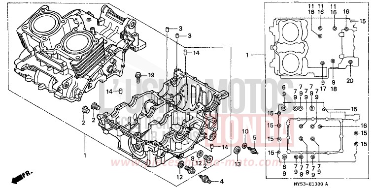 KURBELGEHAEUSE von CB1300 Super Bold'or ABS SCHWARZ (NH1) von 1994